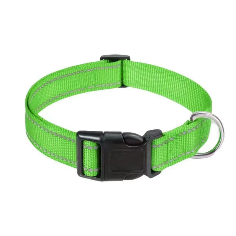 Reflective Dog Collar Strap with Adjustable Safety Nylon Pet Collar Pet Traction Rope Suitable for Small and Medium-Sized Pets
